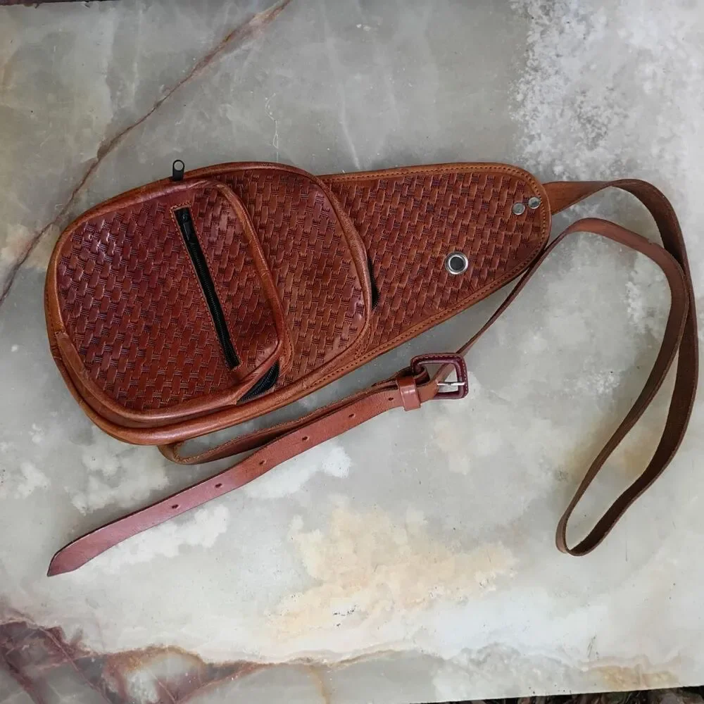 Men's Brown Leather Sling Bag